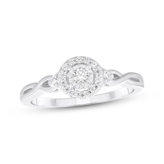 Round-Cut Diamond Halo Engagement Ring 1/6 ct tw 10K White Gold