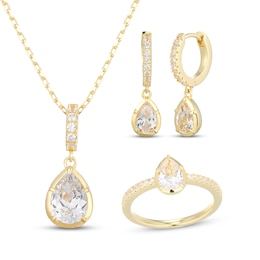 STUDIO BY KAY Pear-Shaped White Lab-Created Sapphire Gift Set 24K Yellow Gold Vermeil Sterling Silver
