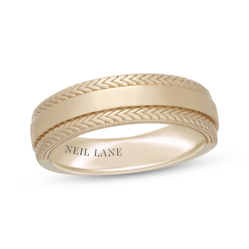 Main Image 1 of Neil Lane Men's Herringbone Wedding Band 14K Yellow Gold