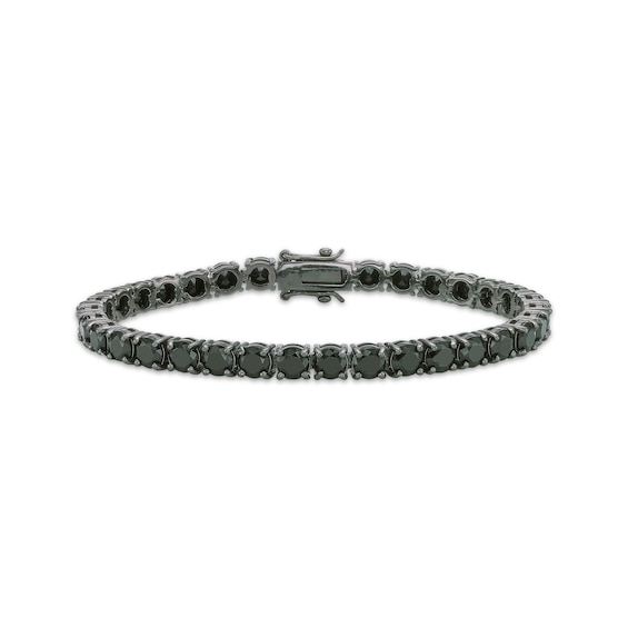 Men's Black Spinel Line Bracelet 5mm Black Ion-Plated Sterling Silver 8"