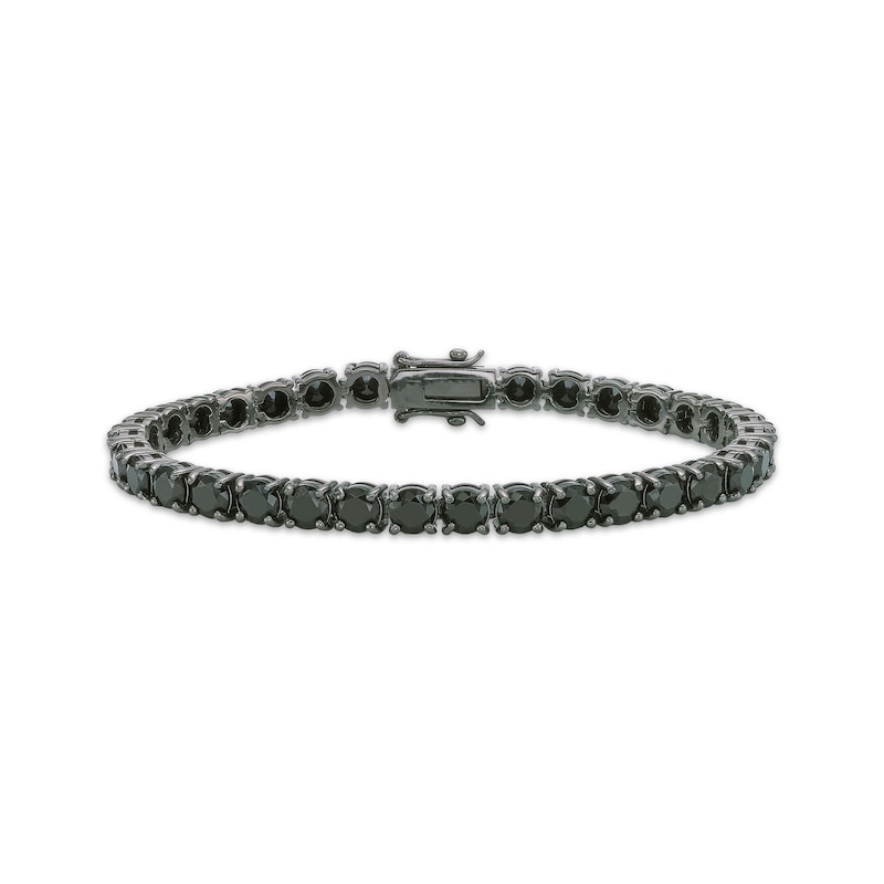 Main Image 1 of Men's Black Spinel Line Bracelet 5mm Black Ion-Plated Sterling Silver 8"