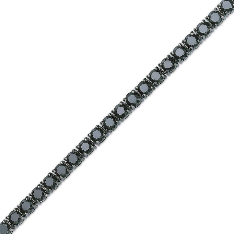 Main Image 2 of Men's Black Spinel Line Bracelet 5mm Black Ion-Plated Sterling Silver 8"