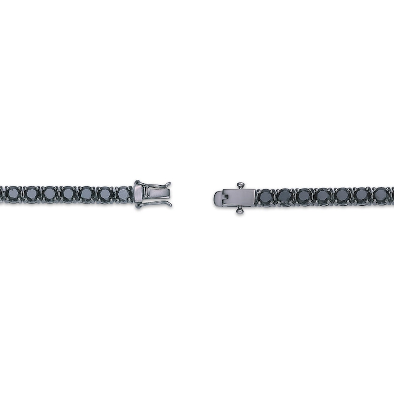 Main Image 3 of Men's Black Spinel Line Bracelet 5mm Black Ion-Plated Sterling Silver 8"