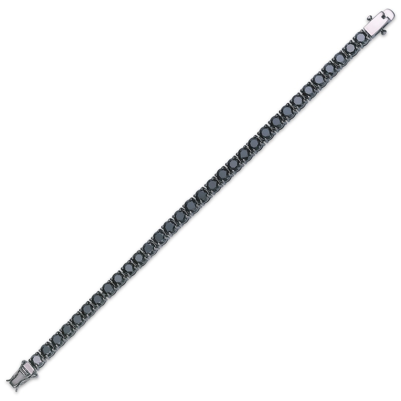Main Image 4 of Men's Black Spinel Line Bracelet 5mm Black Ion-Plated Sterling Silver 8"