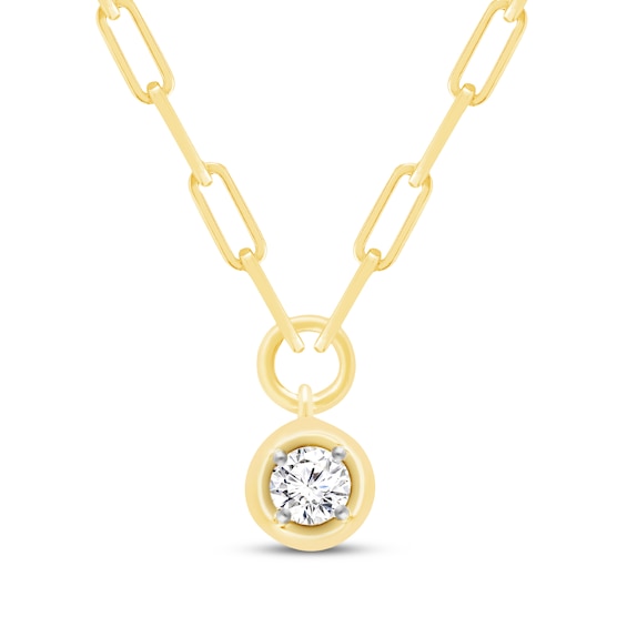 STUDIO BY KAY Round-Cut Lab-Grown Diamond Solitaire Necklace 1/3 ct tw 24K Yellow Gold Vermeil Sterling Silver 18" (F/SI2)