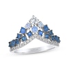 Thumbnail Image 1 of Le Vian Denim Ombré Sapphire Chevron Ring 1/6 ct tw Diamonds 14K Vanilla Gold