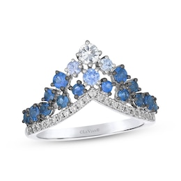 Le Vian Denim Ombré Sapphire Chevron Ring 1/6 ct tw Diamonds 14K Vanilla Gold