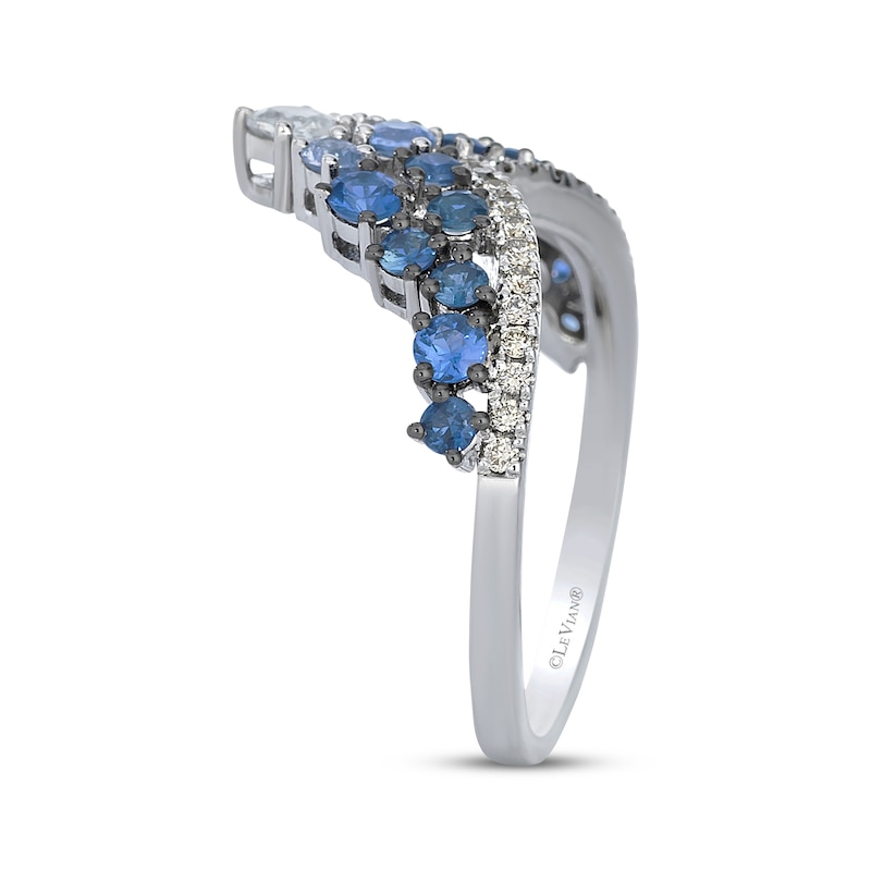 Main Image 2 of Le Vian Denim Ombré Sapphire Chevron Ring 1/6 ct tw Diamonds 14K Vanilla Gold