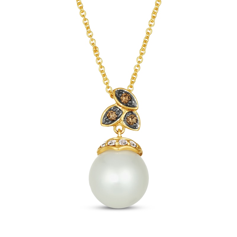 Main Image 1 of Le Vian Cultured Pearl Drop Necklace 1/10 ct tw Diamonds 14K Honey Gold 20"