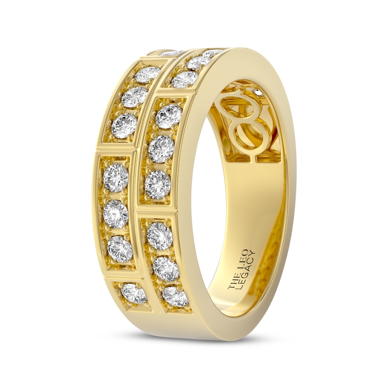 Main Image 2 of THE LEO Legacy Lab-Grown Diamond Men's Two-Row Wedding Band 1 ct tw 14K Yellow Gold