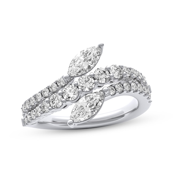 THE LEO Legacy Lab-Grown Diamond Marquise-Cut Bypass Fashion Ring 1-1/2 ct tw 14K White Gold