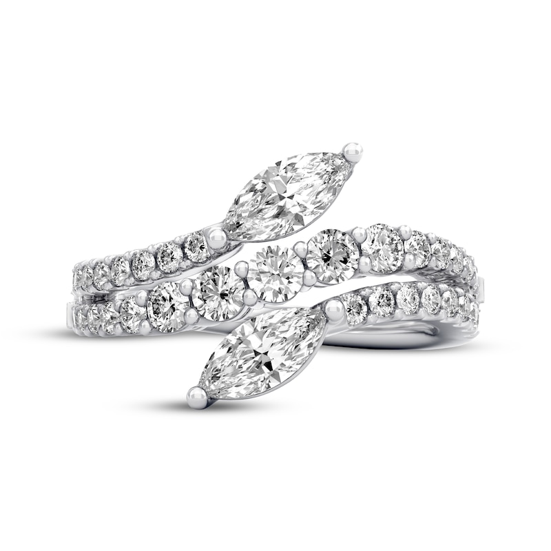 Main Image 3 of THE LEO Legacy Lab-Grown Diamond Marquise-Cut Bypass Fashion Ring 1-1/2 ct tw 14K White Gold