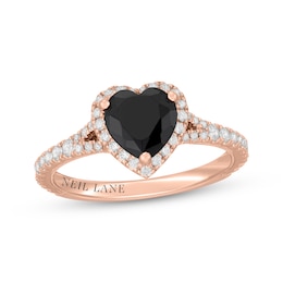 Neil Lane Heart-Shaped Black Diamond & White Diamond Engagement Ring 1-1/2 ct tw 14K Rose Gold