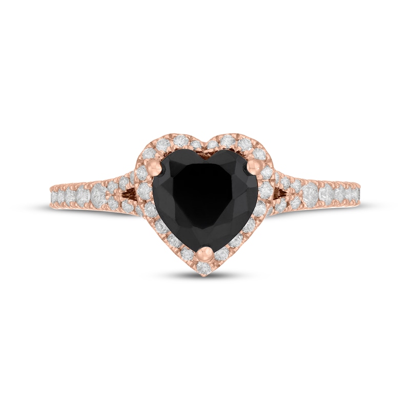 Main Image 3 of Neil Lane Heart-Shaped Black Diamond & White Diamond Engagement Ring 1-1/2 ct tw 14K Rose Gold