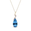 Thumbnail Image 1 of Pear-Shaped Swiss Blue Topaz & Diamond Swirl Necklace 1/20 ct tw 10K Yellow Gold 18"