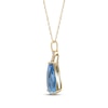 Thumbnail Image 2 of Pear-Shaped Swiss Blue Topaz & Diamond Swirl Necklace 1/20 ct tw 10K Yellow Gold 18"