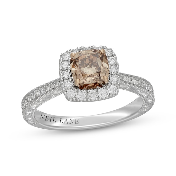Neil Lane Desert Diamonds Cushion-Cut Halo Engagement Ring 1-3/8 ct tw 14K Two-Tone Gold