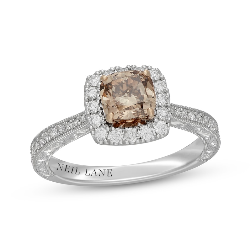 Main Image 1 of Neil Lane Desert Diamonds Cushion-Cut Halo Engagement Ring 1-3/8 ct tw 14K Two-Tone Gold