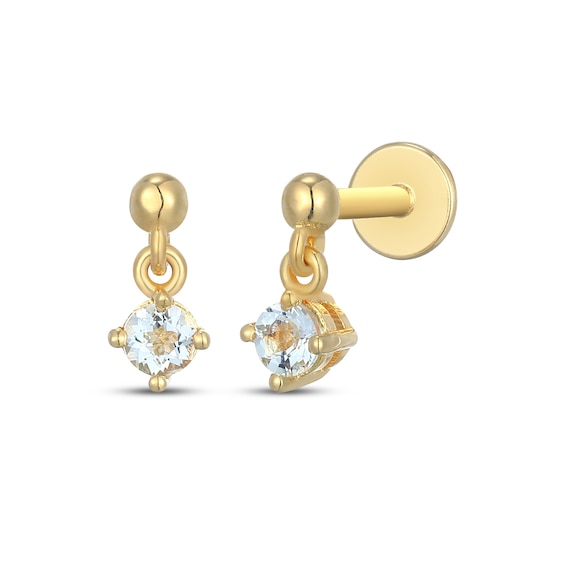STUDIO BY KAY Aquamarine Solitaire Dangle Earrings 24K Yellow Gold Vermeil Sterling Silver