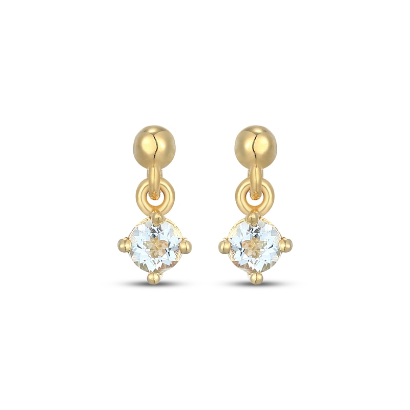 Main Image 2 of STUDIO BY KAY Aquamarine Solitaire Dangle Earrings 24K Yellow Gold Vermeil Sterling Silver