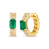Thumbnail Image 1 of Le Vian Emerald-Cut Emerald Chain Link Hoop Earrings 1/3 ct tw Diamonds 14K Honey Gold