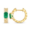 Thumbnail Image 3 of Le Vian Emerald-Cut Emerald Chain Link Hoop Earrings 1/3 ct tw Diamonds 14K Honey Gold
