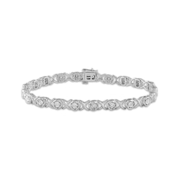 Diamond "XO" Link Bracelet 1/10 ct tw Sterling Silver 7.25"