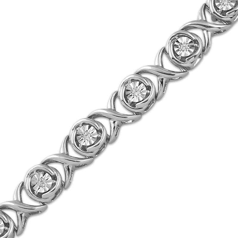 Main Image 2 of Diamond "XO" Link Bracelet 1/10 ct tw Sterling Silver 7.25"