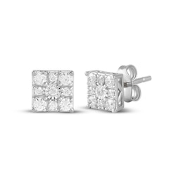 KAY Lab-Grown Diamonds Square Halo Stud Earrings 1/4 ct tw Sterling Silver