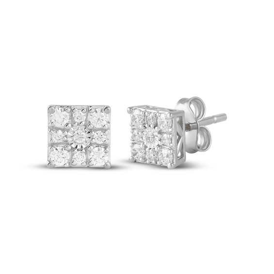 KAY Lab-Grown Diamonds Square Halo Stud Earrings 1/4 ct tw Sterling Silver