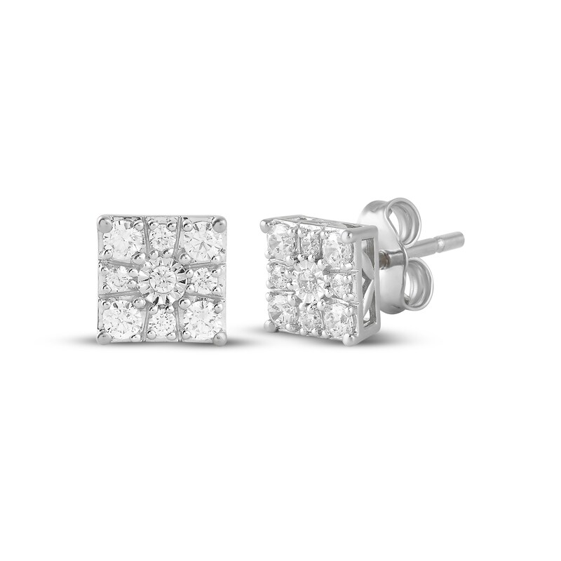 Main Image 1 of KAY Lab-Grown Diamonds Square Halo Stud Earrings 1/4 ct tw Sterling Silver