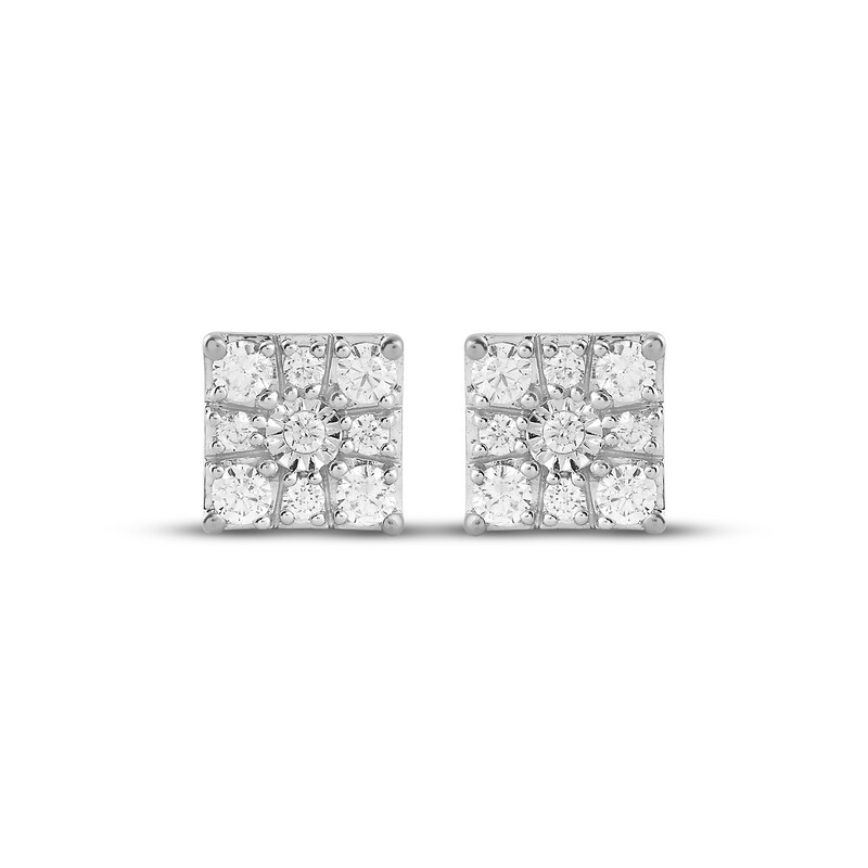 Main Image 2 of KAY Lab-Grown Diamonds Square Halo Stud Earrings 1/4 ct tw Sterling Silver