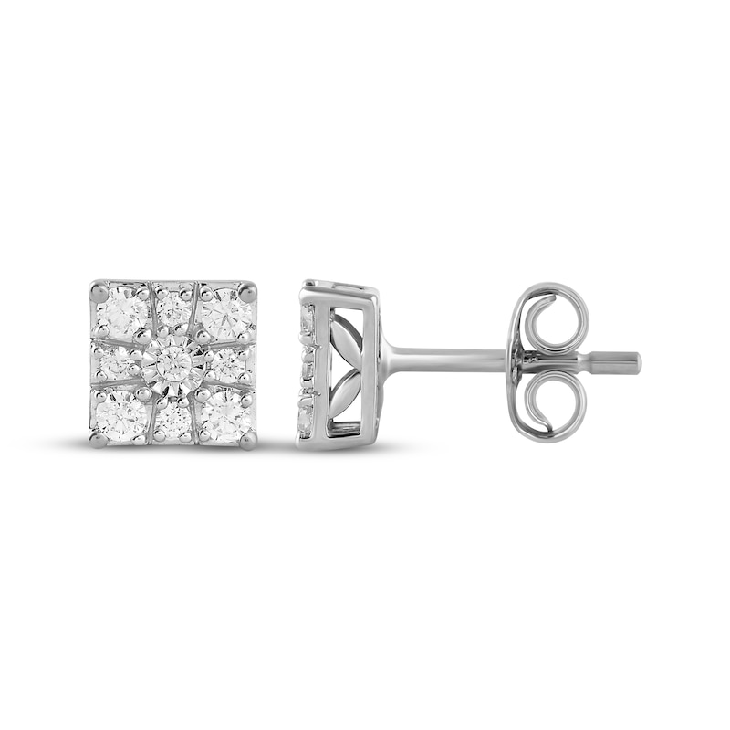 Main Image 3 of KAY Lab-Grown Diamonds Square Halo Stud Earrings 1/4 ct tw Sterling Silver