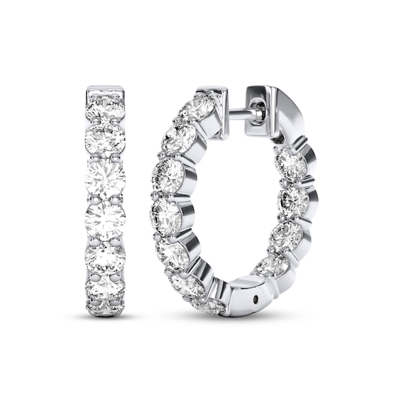 THE LEO Legacy Lab-Grown Inside-Out Hoop Earrings 3 ct tw 14K White Gold