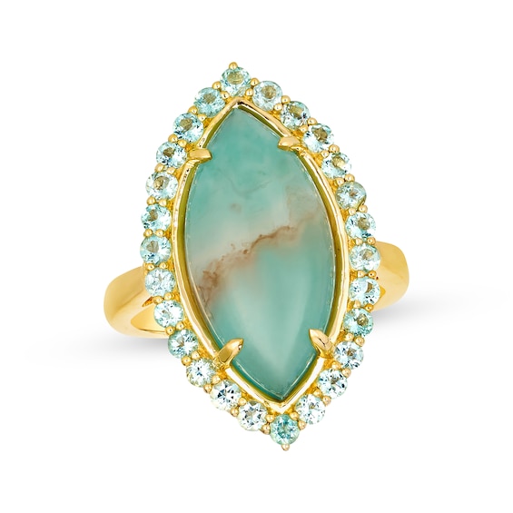 Le Vian Vault Marquise-Cut Aquaprase & Green Beryl Halo Ring 14K Honey Gold