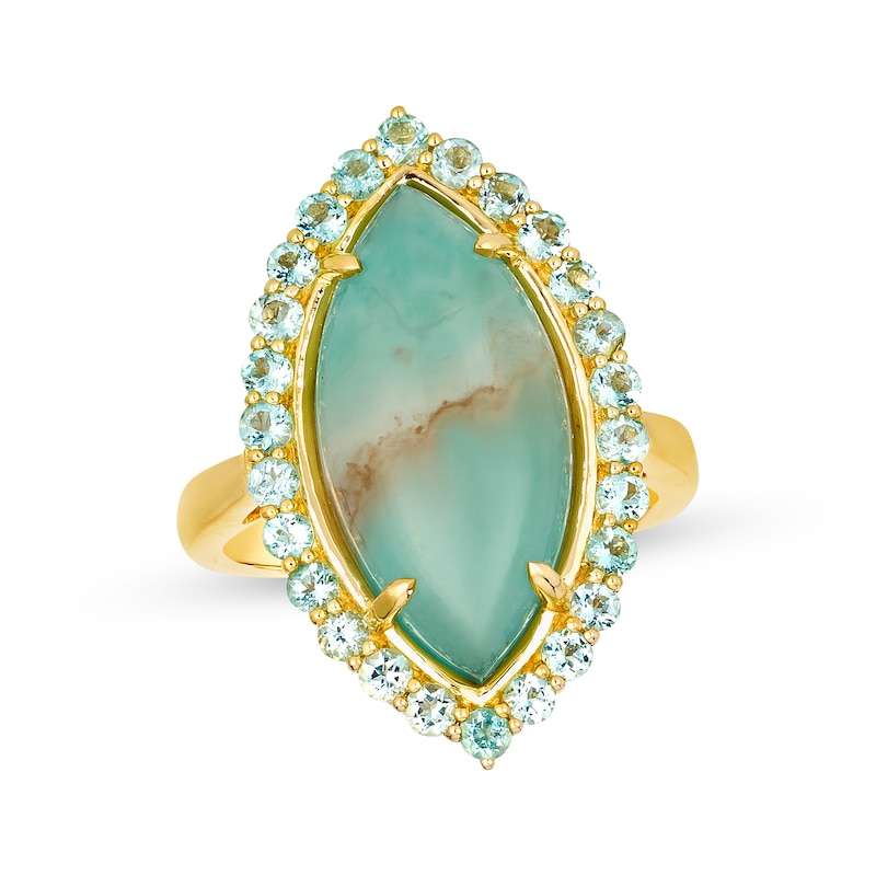 Main Image 1 of Le Vian Vault Marquise-Cut Aquaprase & Green Beryl Halo Ring 14K Honey Gold
