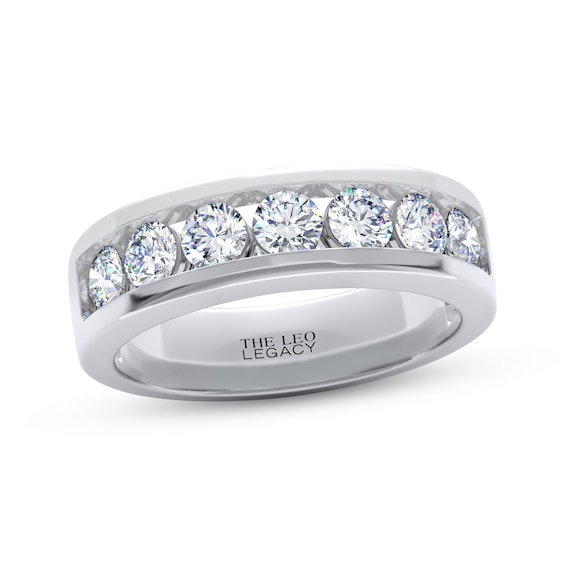 Men's THE LEO Legacy Lab-Grown Diamond Seven-Stone Channel Wedding Band 1-1/2 ct tw 14K White Gold