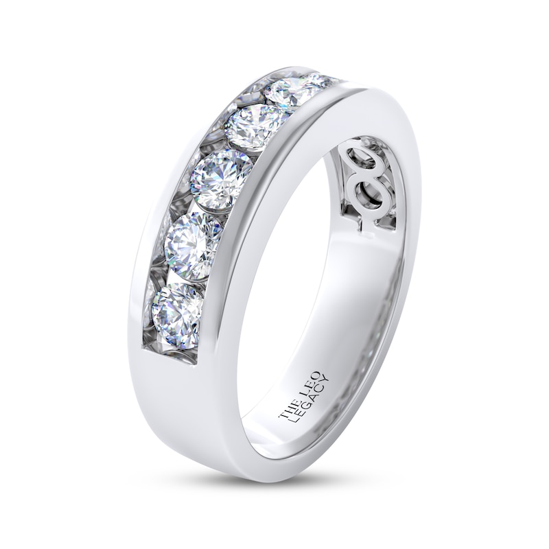 Main Image 2 of Men's THE LEO Legacy Lab-Grown Diamond Seven-Stone Channel Wedding Band 1-1/2 ct tw 14K White Gold