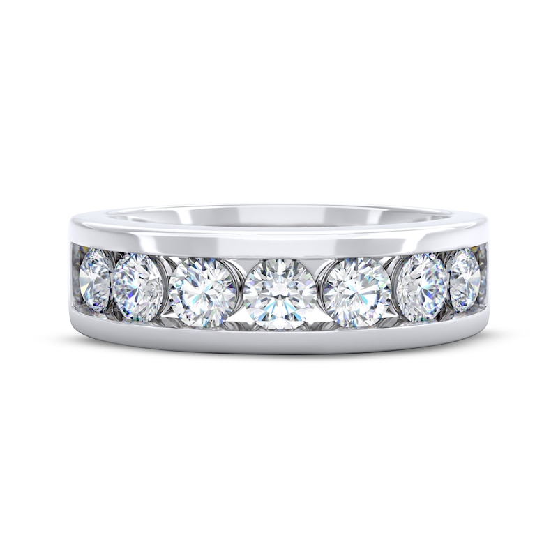 Main Image 3 of Men's THE LEO Legacy Lab-Grown Diamond Seven-Stone Channel Wedding Band 1-1/2 ct tw 14K White Gold
