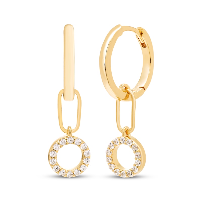 Main Image 1 of KAY Lab-Grown Diamonds Circle Dangle Hoop Earrings 1/5 ct tw 18K Yellow Gold-Plated Sterling Silver