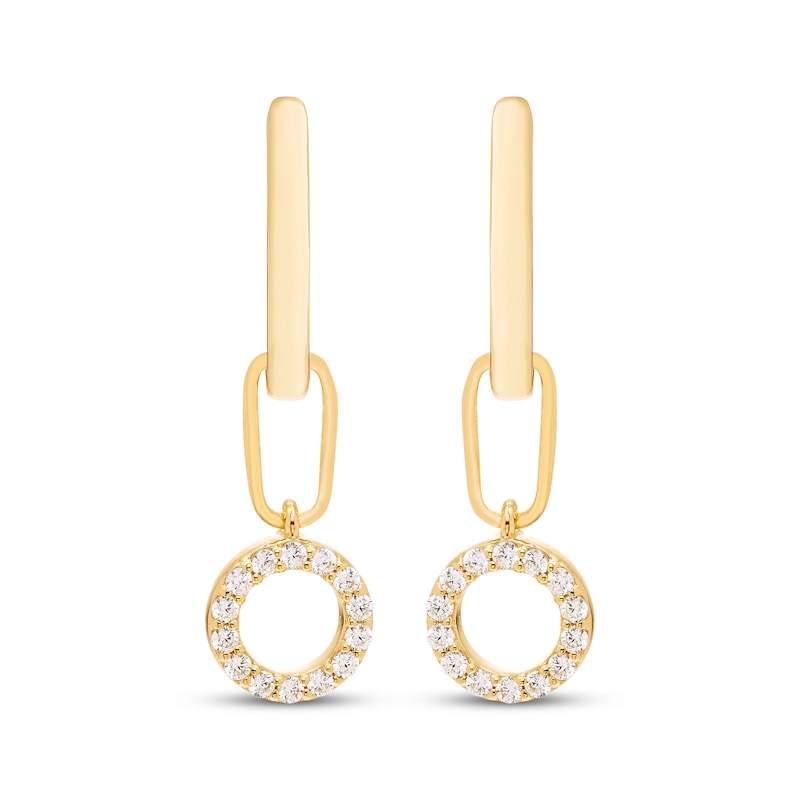 Main Image 2 of KAY Lab-Grown Diamonds Circle Dangle Hoop Earrings 1/5 ct tw 18K Yellow Gold-Plated Sterling Silver
