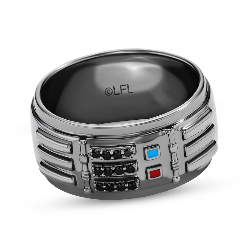 Main Image 1 of Star Wars Darth Vader Men's Black Diamond Ring 1/10 ct tw Black Rhodium-Plated Sterling Silver