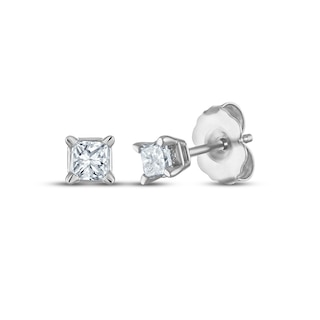 Princess-Cut Diamond Solitaire Stud Earrings 1/2 ct tw 14K White Gold (I/I2)