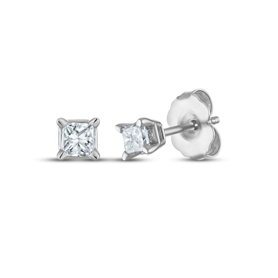 Princess-Cut Diamond Solitaire Stud Earrings 1/2 ct tw 14K White Gold (I/I2)
