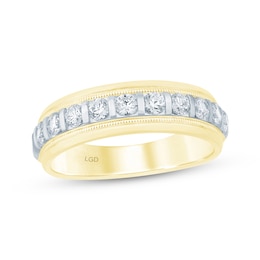 Men's Now + Forever Lab-Grown Diamonds Wedding Band 1 ct tw 14K Two-Tone Gold