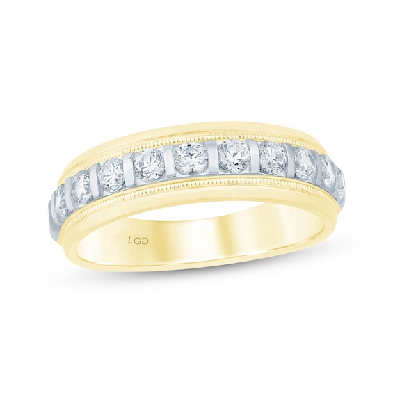 Men's Now + Forever Lab-Grown Diamonds Wedding Band 1 ct tw 14K Two-Tone Gold