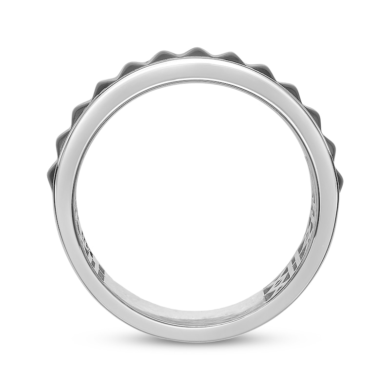 Main Image 3 of Twelve Crowns Men's Natural Black Spinel Wide Ridged Ring Sterling Silver with Black Rhodium Plate