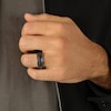 Thumbnail Image 4 of Twelve Crowns Men's Natural Black Spinel Wide Ridged Ring Sterling Silver with Black Rhodium Plate