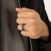 Thumbnail Image 5 of Twelve Crowns Men's Natural Black Spinel Wide Ridged Ring Sterling Silver with Black Rhodium Plate