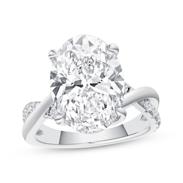 Now + Forever Lab-Grown Diamonds Oval-Cut Twist Engagement Ring 6-1/3 ct tw 14K White Gold